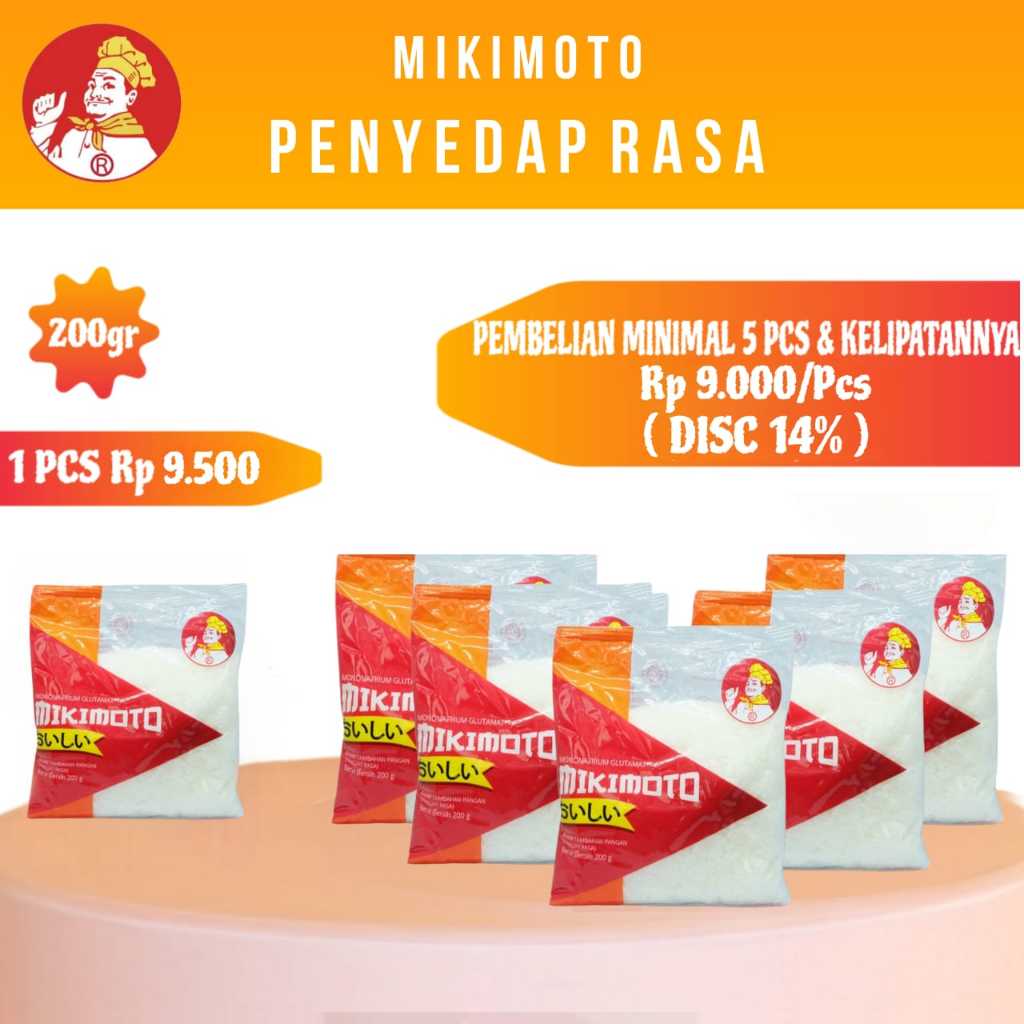 

MIKIMOTO Micin Msg Penyedap Rasa MM 200 - Kemasan 200gr (5 Pcs)