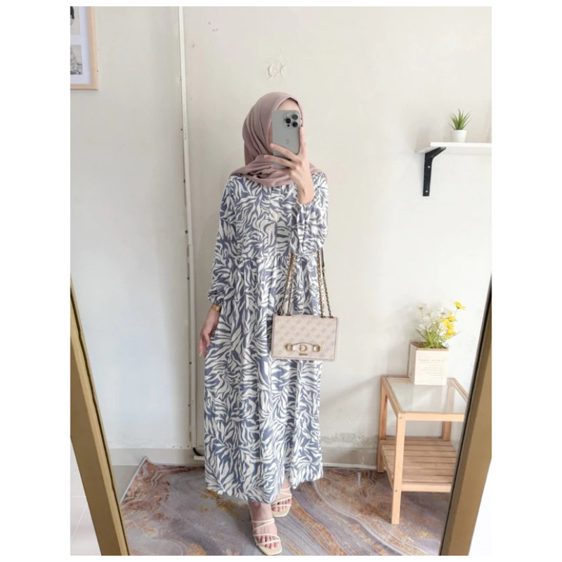 BALENA MIDI DRESS Motif Kaos Combed 24s Dress Wanita Tebal