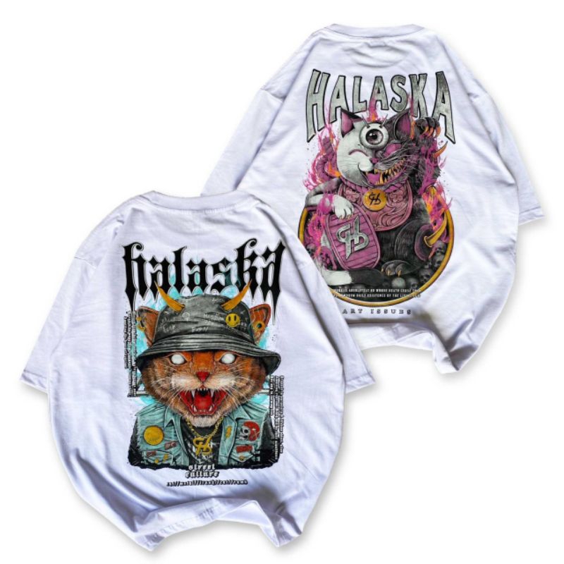 Baju Kaos Oversize Sablon Katun Pria Putih