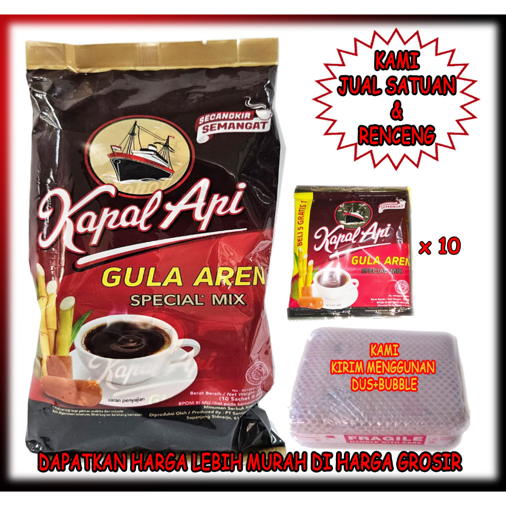 

Kopi Kapal Api Gula Aren dijual satuan Kemasan 23 Gram