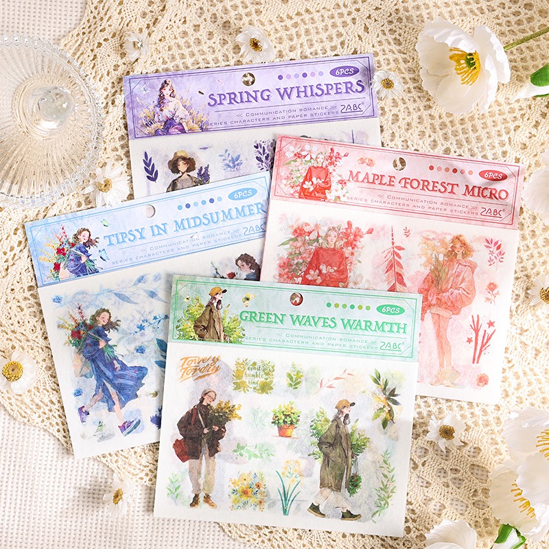 

Stiker DIY Casing HP Romantic Girl Japanese Paper Stiker Human Character Vintage DIY Frame Stiker Design Buku Jurnaling YZ021