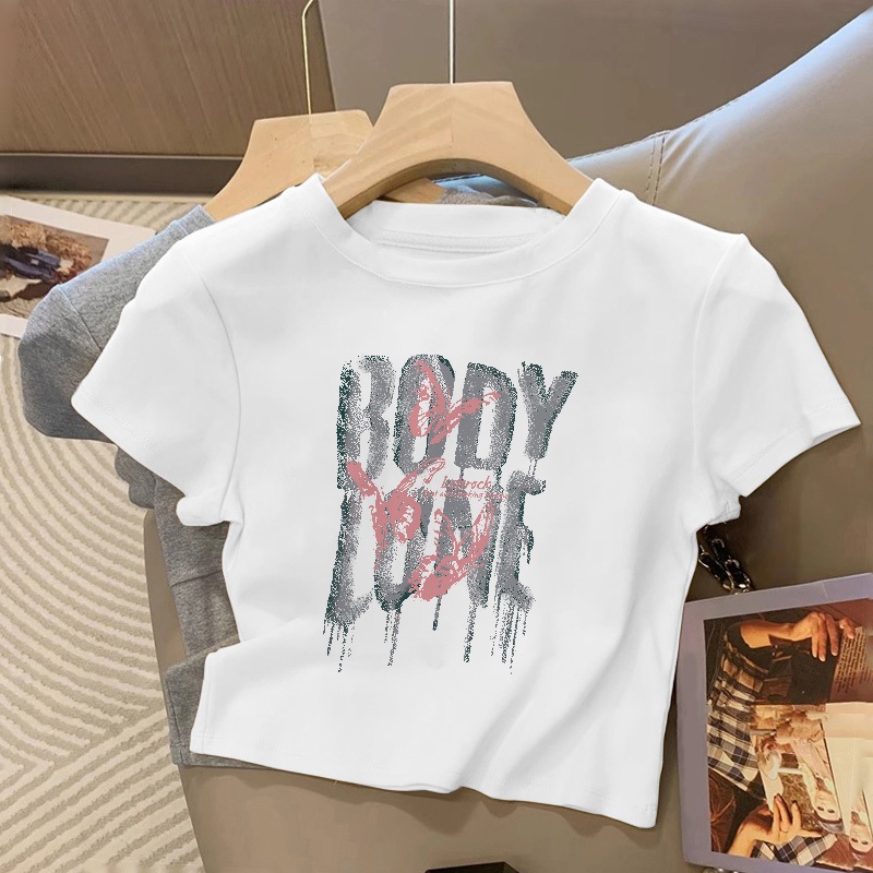 JW T-shirt Crop Top Lengan Pendek Kaos Wanita Crop Top BODY LONE Kaus Crop Wanita Baju Atasan Wanita