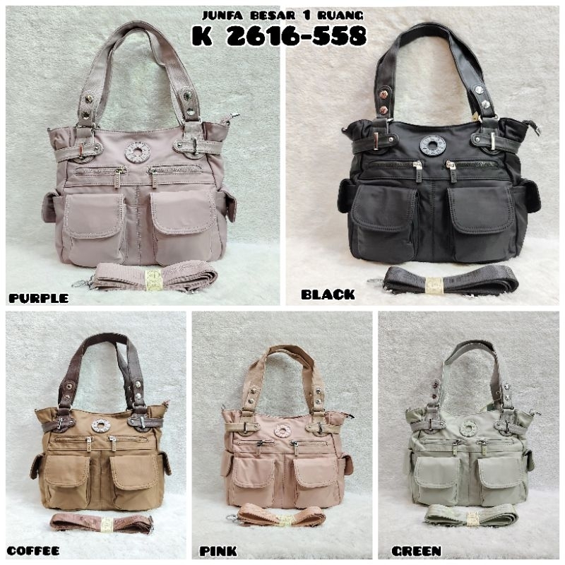 TAS TOTE BAG JUNFA ORIGINAL K2616-558/K2615-558 SIZE BESAR BAHAN PARASUT