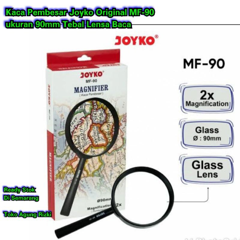 

Kaca Pembesar Joyko Original MF-90 ukuran 90mm Tebal Lensa Baca