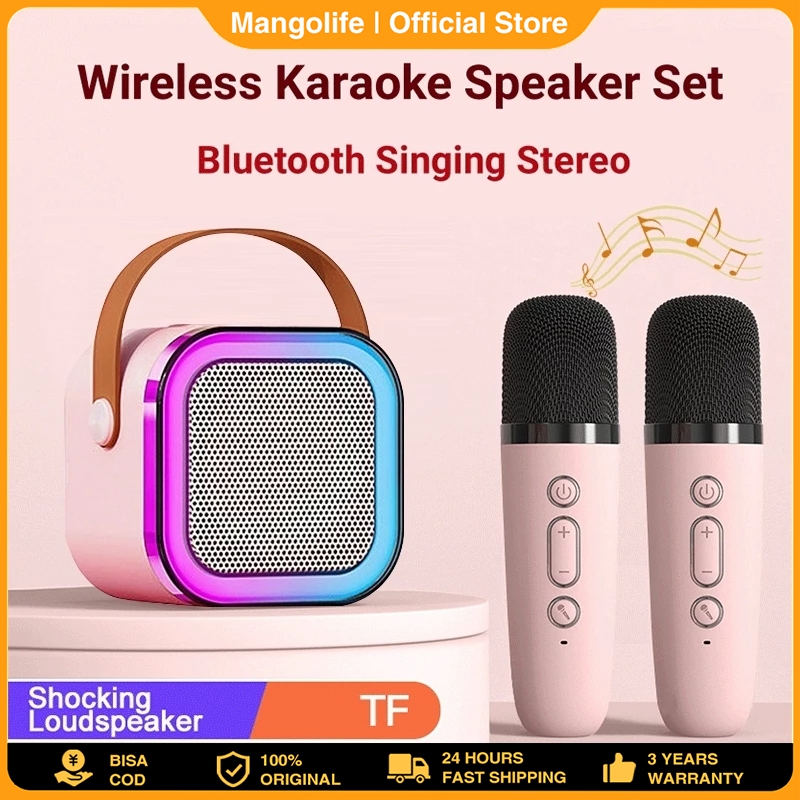 Mini Speaker Bluetooth 2 Mic 1 Set Karaoke Speaker Bluetooth Full Bass Portable Wireless Karaoke Mic
