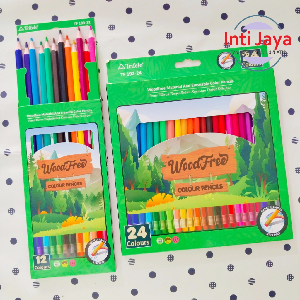 

Pensil Warna Trifelo WoodFree Plus Penghapus 12 - 24 Warna