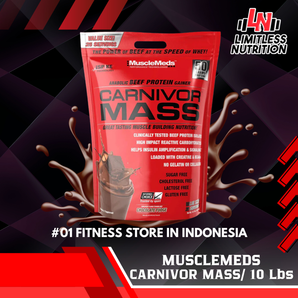 

MUSCLEMEDS Carnivor Mass 10lbs Beef Protein Mass Gainer 10 lbs - Chocolate