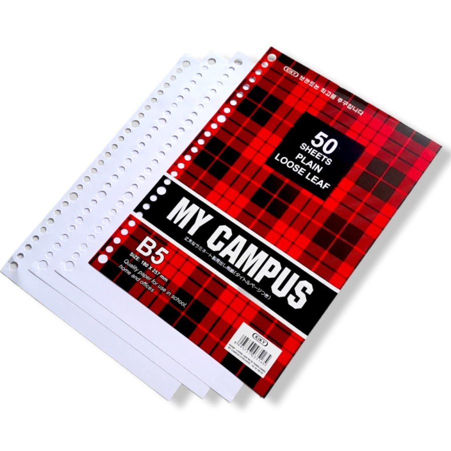 

Kiky My Campuss Loose Leaf B5 50 Lembar Polos 624360CX / Plain - Kertas Binder 26 Ring