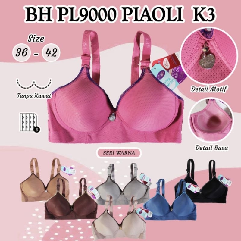 PIAOLI - Bra Wanita Push Up | BH Berpori Busa Sedang Kait 3 | Bra PORI WIRELESS | BH Premium Piaoli 