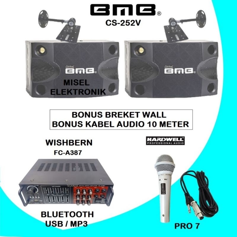 Paket Karaoke Speaker 8 Inch BMB CS-252 Amplifier Karaoke Bluetooth