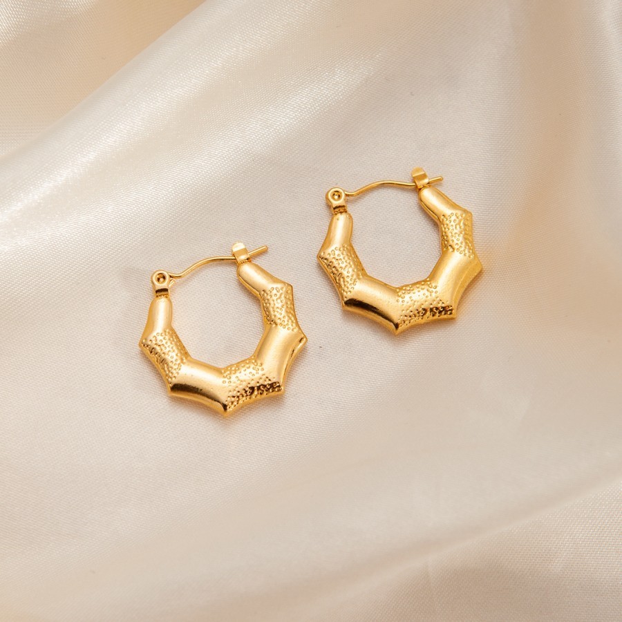 RUE bamboo earrings / stainless steel / anting titanium / anting anti karat / anting hoops / anting 
