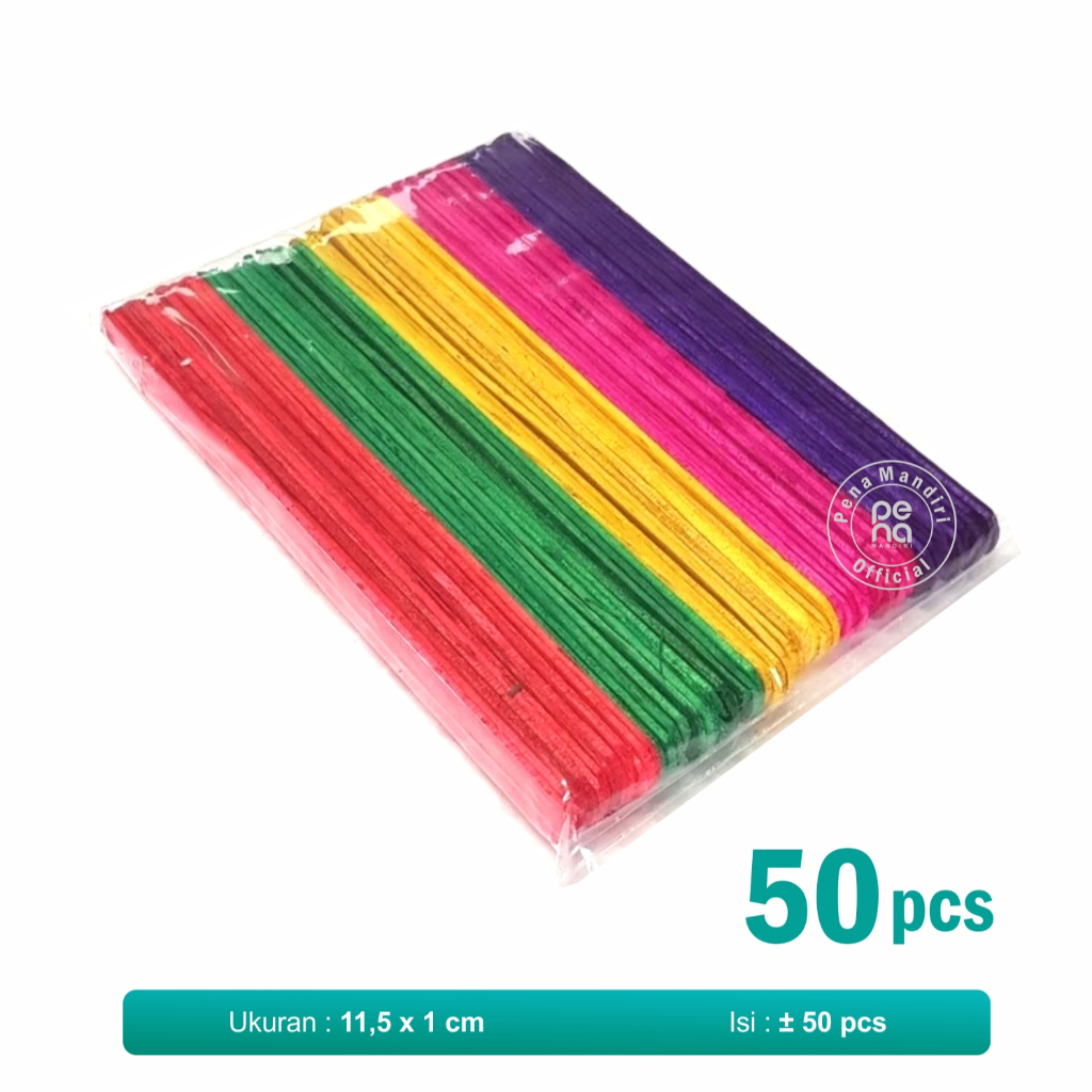 Stik Kayu Warna Stik Es Krim Warna Warni Gagang Kayu Mainan Ice Cream Stick - 1 Pack