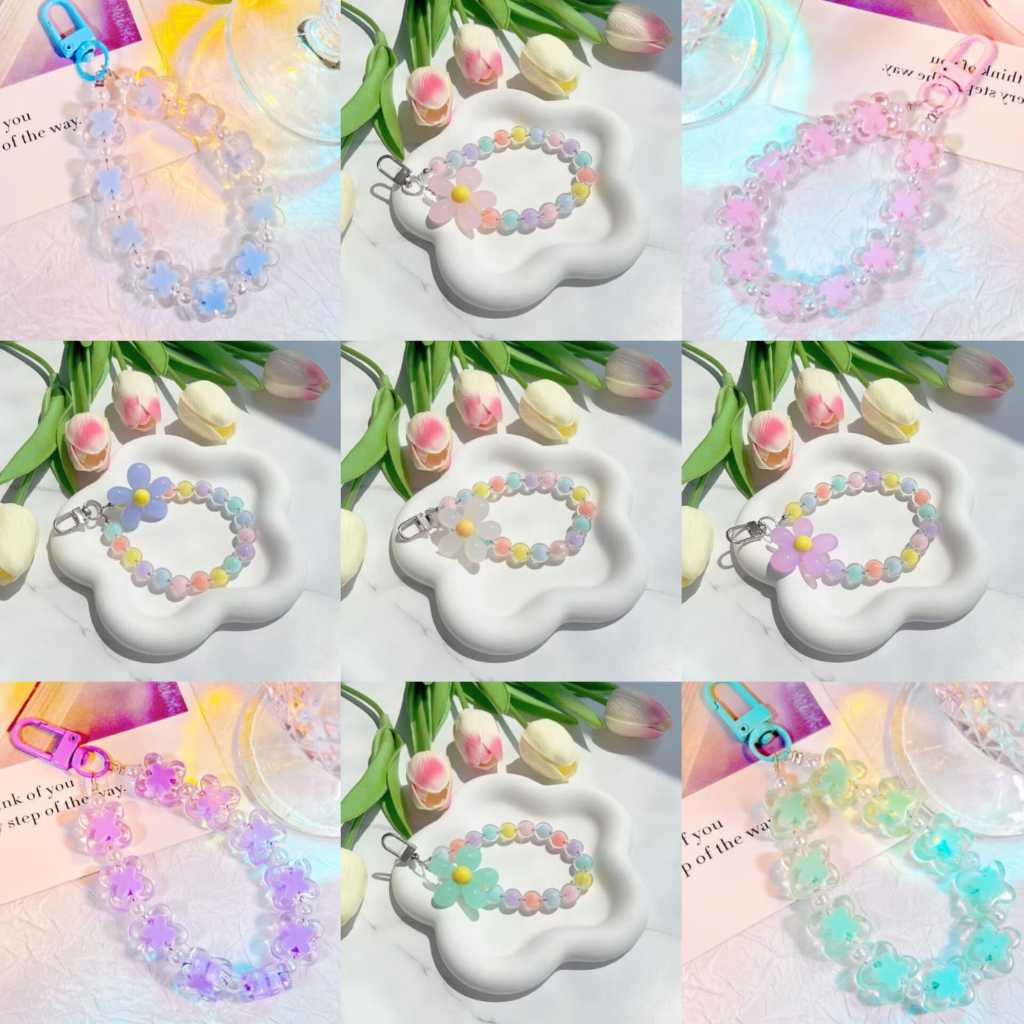 GANTUNGAN HP / TAS LANYARD INS HANDMADE  RANTAI MANIK-MANIK KRISTAL LANYARD KABEL WARNA-WARNI