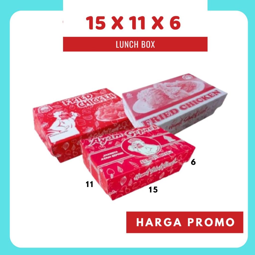 

Kardus Lunch Box 15x11x6 DC box KFC dus packing kotak kemasan nasi ayam geprek ayam goreng take away burger lalapan