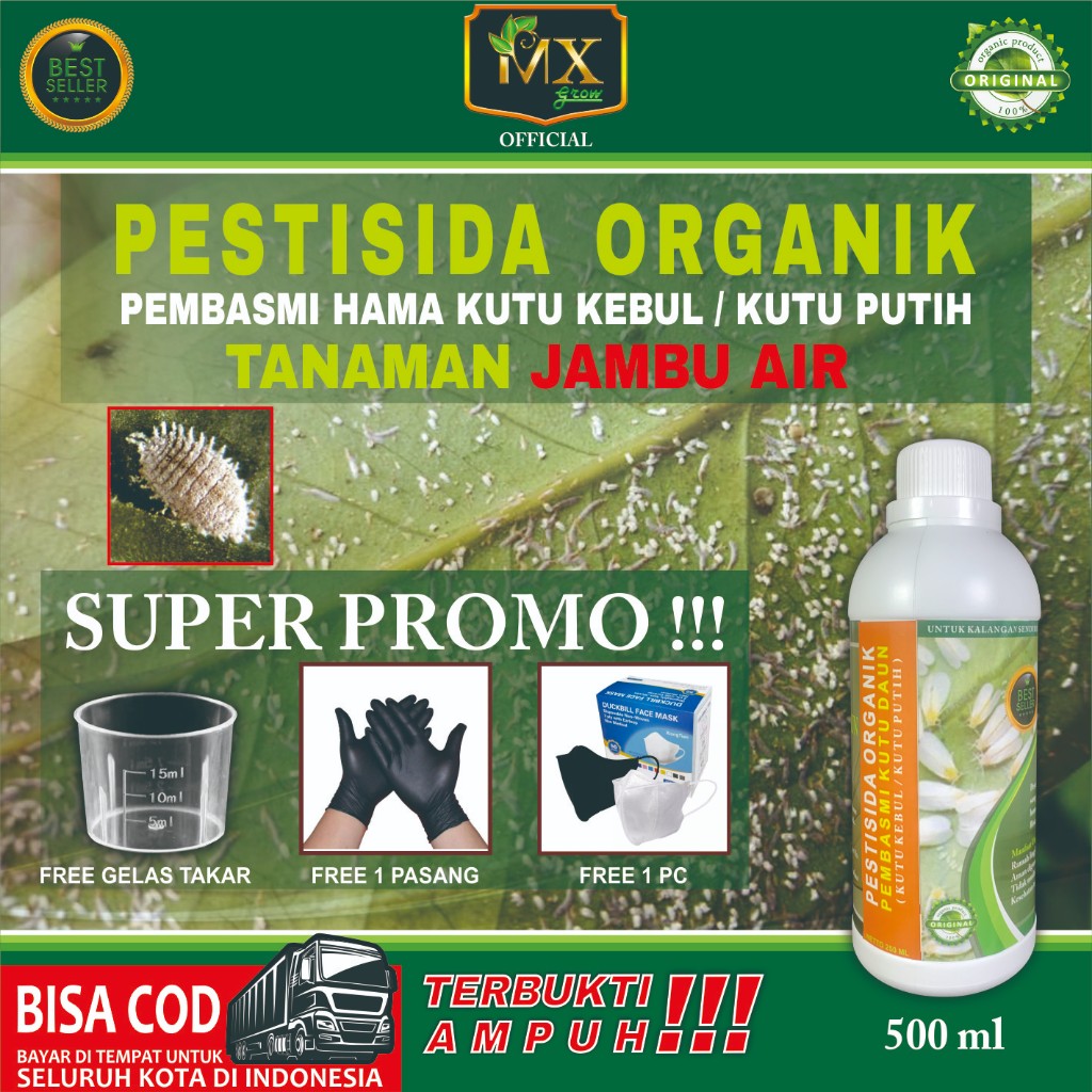 Pestisida Organik Pembasmi KUTU DAUN ( Kutu Kebul / Kutu Putih ) Untuk Tanaman JAMBU AIR 500 ml