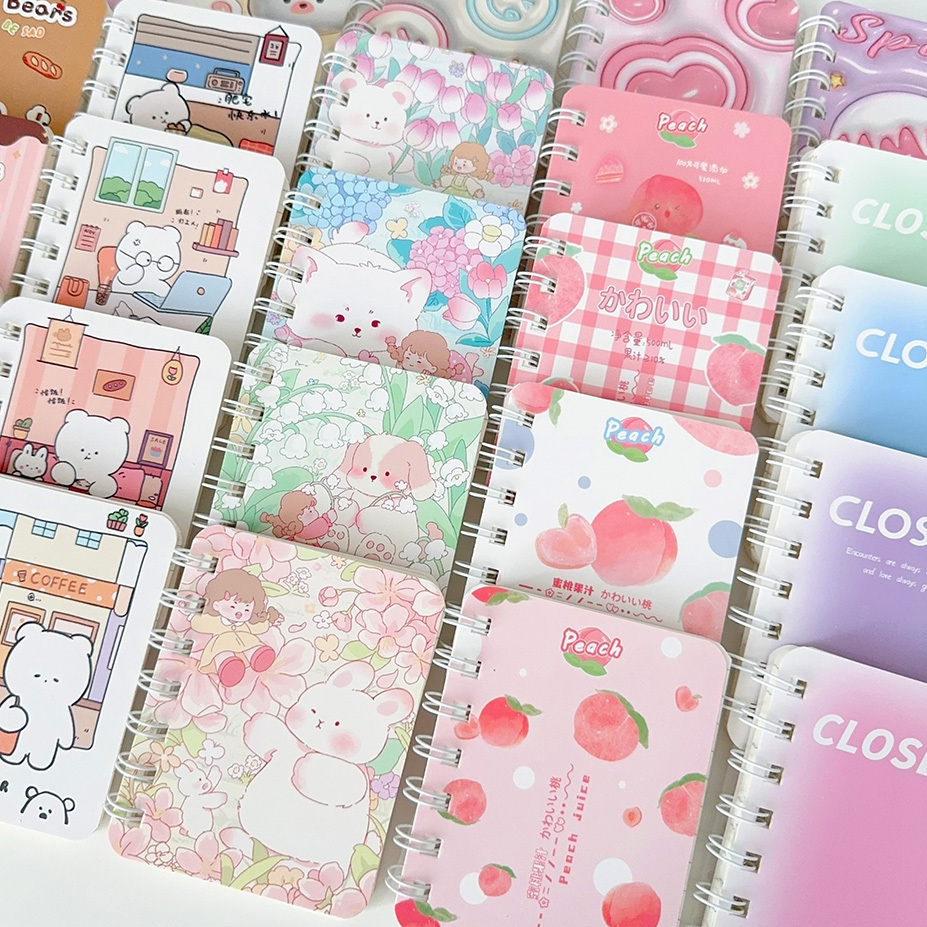 

4Pcs Notebook Buku A7 Lucu Mini Spiral Notebook Aesthetic Korea Spiral Buku Catatan Cute Portable Notepad Small Diary Planner