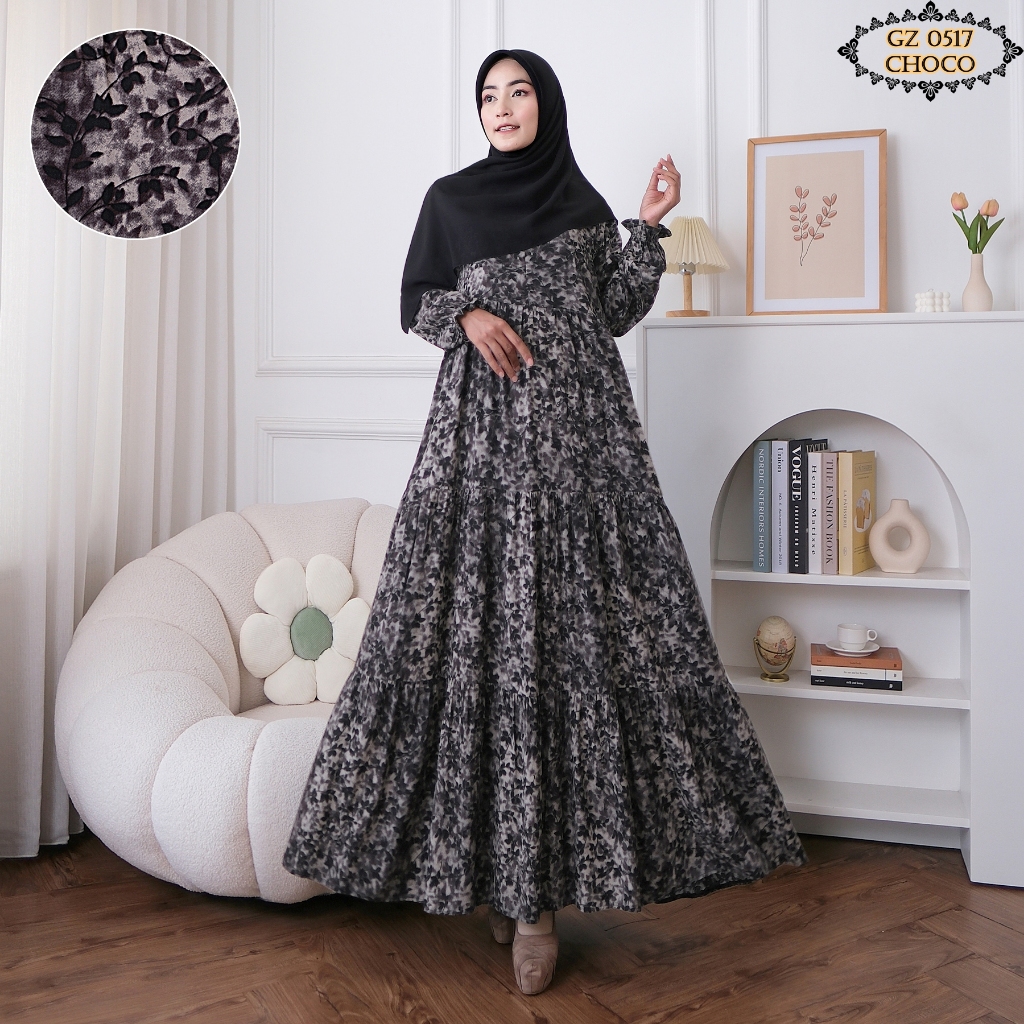 Gamis Katun Rayon GZ0517 Choco/ Gamis Coklat/ Gamis Remaja/ Gamis Jumbo