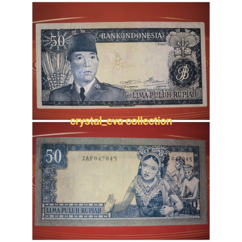 Uang Kertas Kuno Seri Soekarno 50 Rupiah Tahun 1960 (ASLI)
