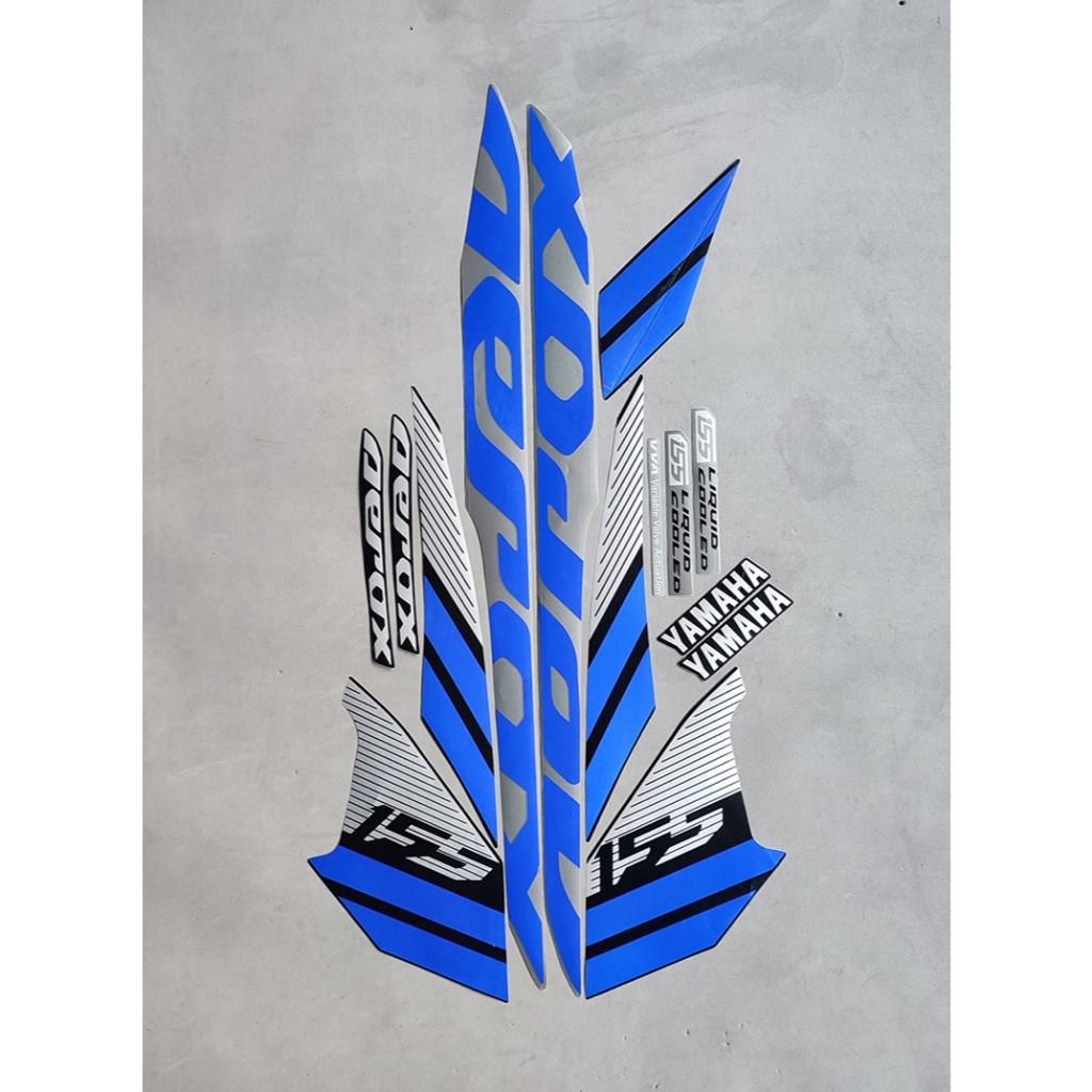STRIPING STIKER STICKER LIS BODY MOTOR AEROX 155VVA 2018 BODY HITAM CORAK BIRU ABU ABU CUSTOM