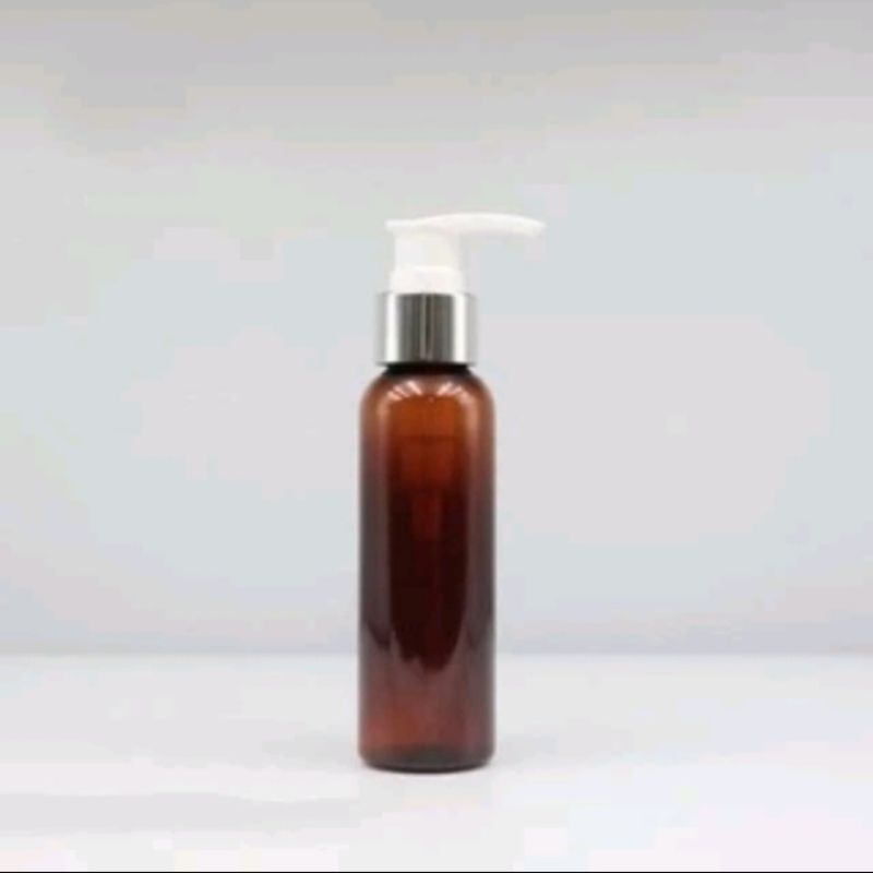 Botol Pump 100ml / Botol Coklat Amber 100ml Pump Ring Aluminium