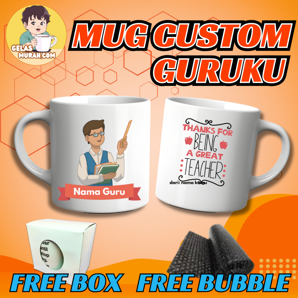 TEACHER DAY / MUG CUSTOM GURU / SOUVENIR MURAH UNTUK GURUKU / CETAK GELAS CUSTOM / KADO GURU SELAMAT