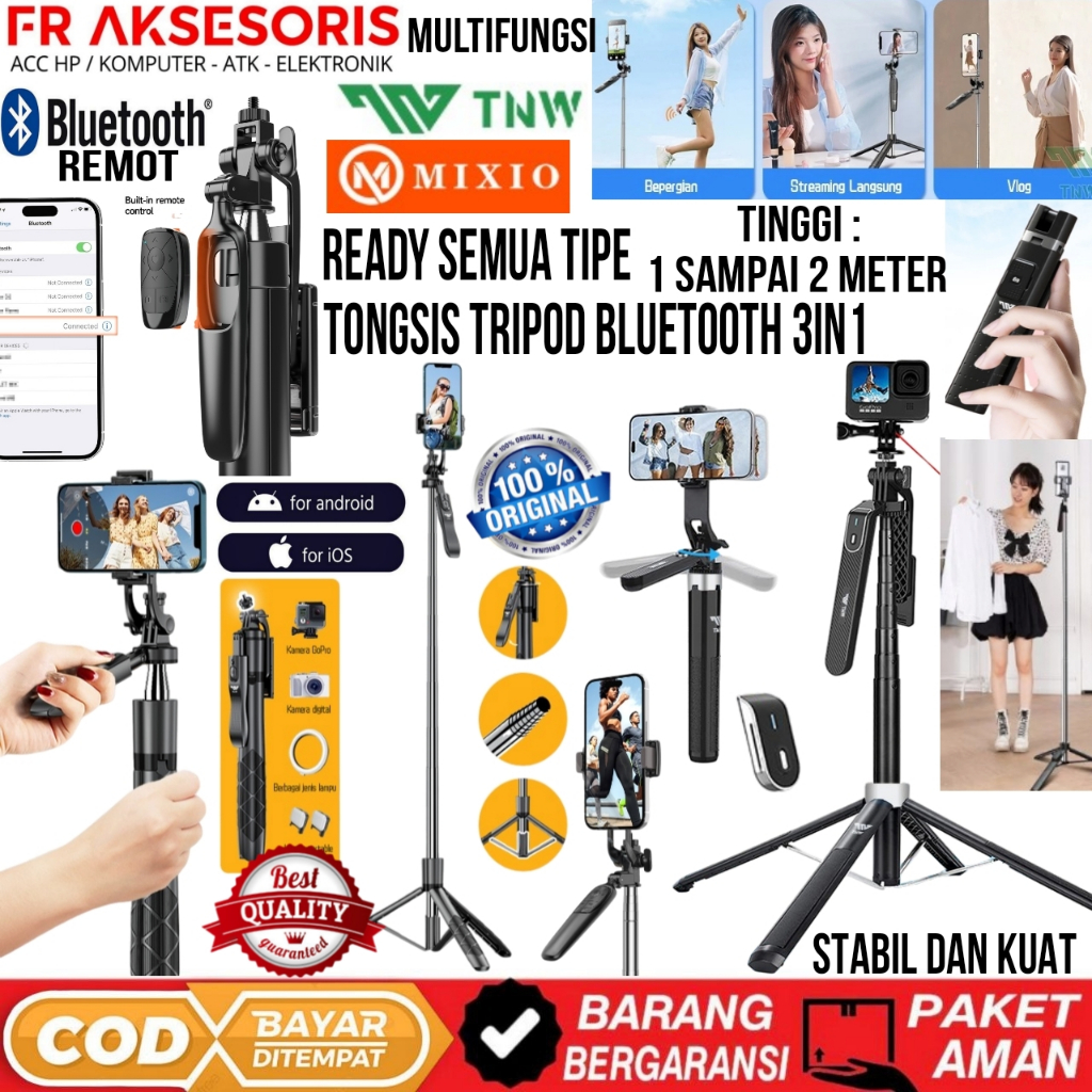 Tongsis Bluetooth mixio Tongsis panjang 160CM / 80CM Tripod 3in1 BT