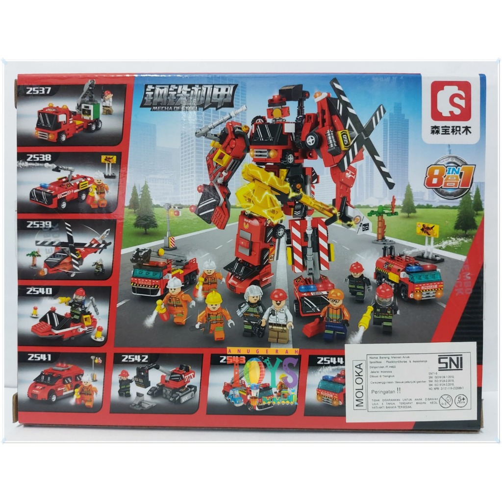Sembo Block 8 in 1 Kendaraan Pemadam Kebakaran Transform Robot