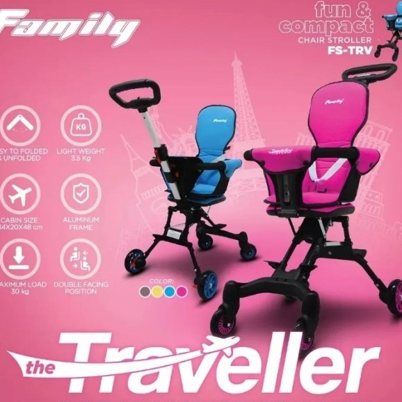 Stroller bayi family anak kereta dorong bayi 1-6 tahun bisa di lipat praktis di bawa bahan alloy hig