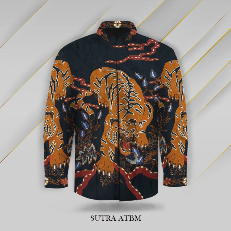 kain batik tulis pria bahan sutera  batik tulis motif macan harimau. batik pria