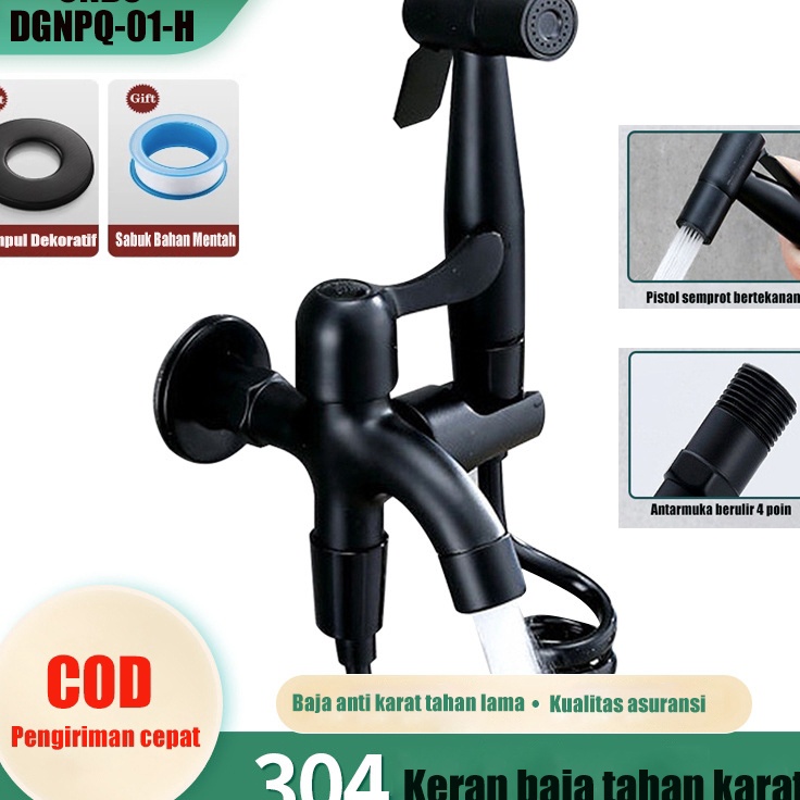 Harga Terjamin  Jet shower Kran cabang Kran Cabang Toilet 12 Inch dengan Selang Kran Air Double Jet 