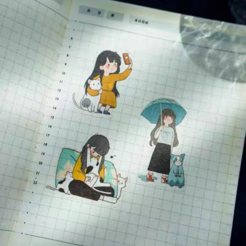 

40pcs Sticker Jurnal Girl & Cat Aesthetic Buku Stiker Lucu