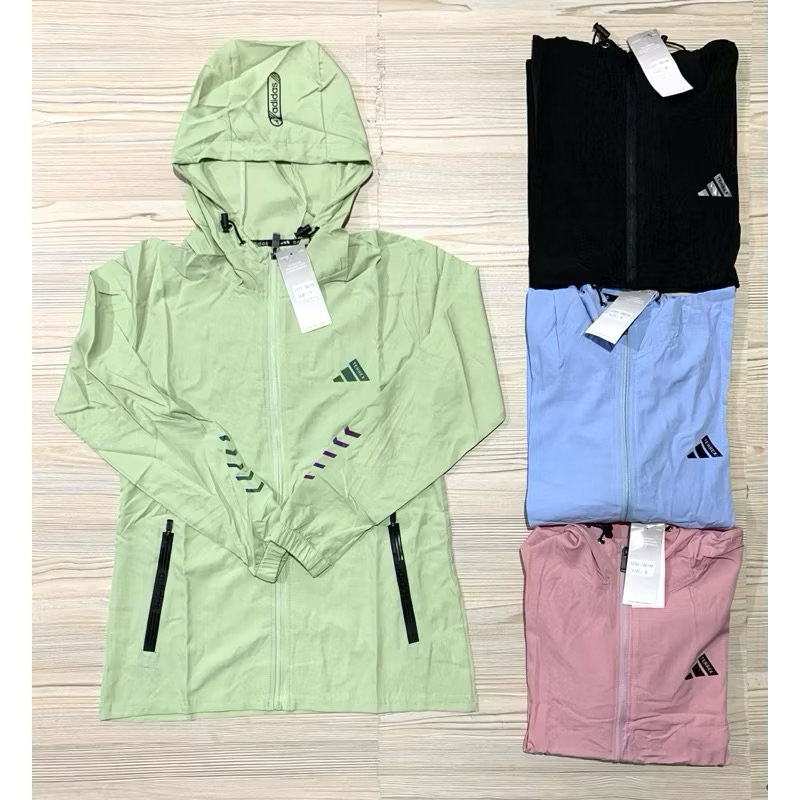 JAKET WANITA IMPORT PARASUT MICRO HOODY ADIDAS RUNNING OLAHRAGA