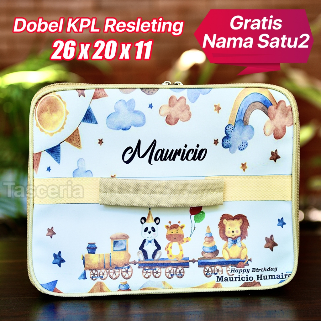 Tas Selempang Anak Custom Nama / Tas Ulang Tahun Anak Resleting / Tas Snack Ultah Anak Bahan Polyste