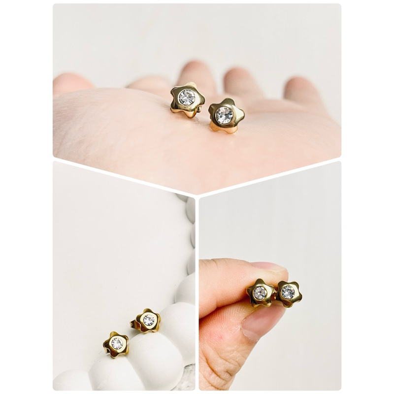 ANTING GIWANG MATA TITANIUM EMAS  ANTI KARAT