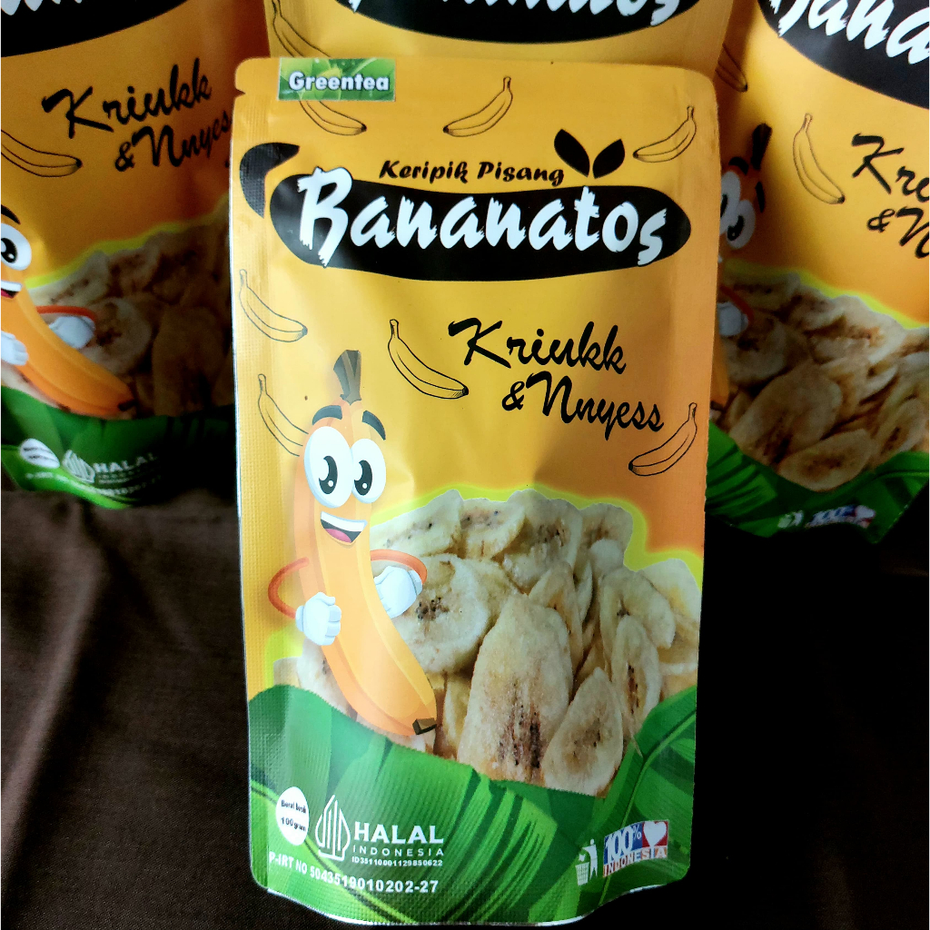 

Keripik Pisang Bananatos Greentea | Banana Chips Greentea | Snack Renyah Rasa Greentea | 100 g