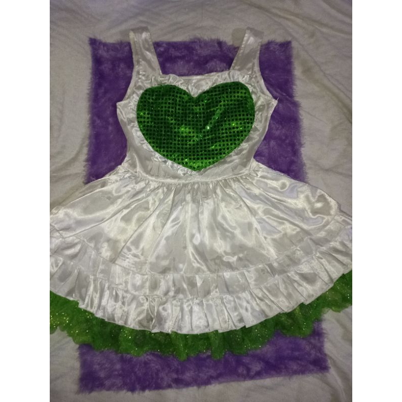 white blink green heart kawaii dress