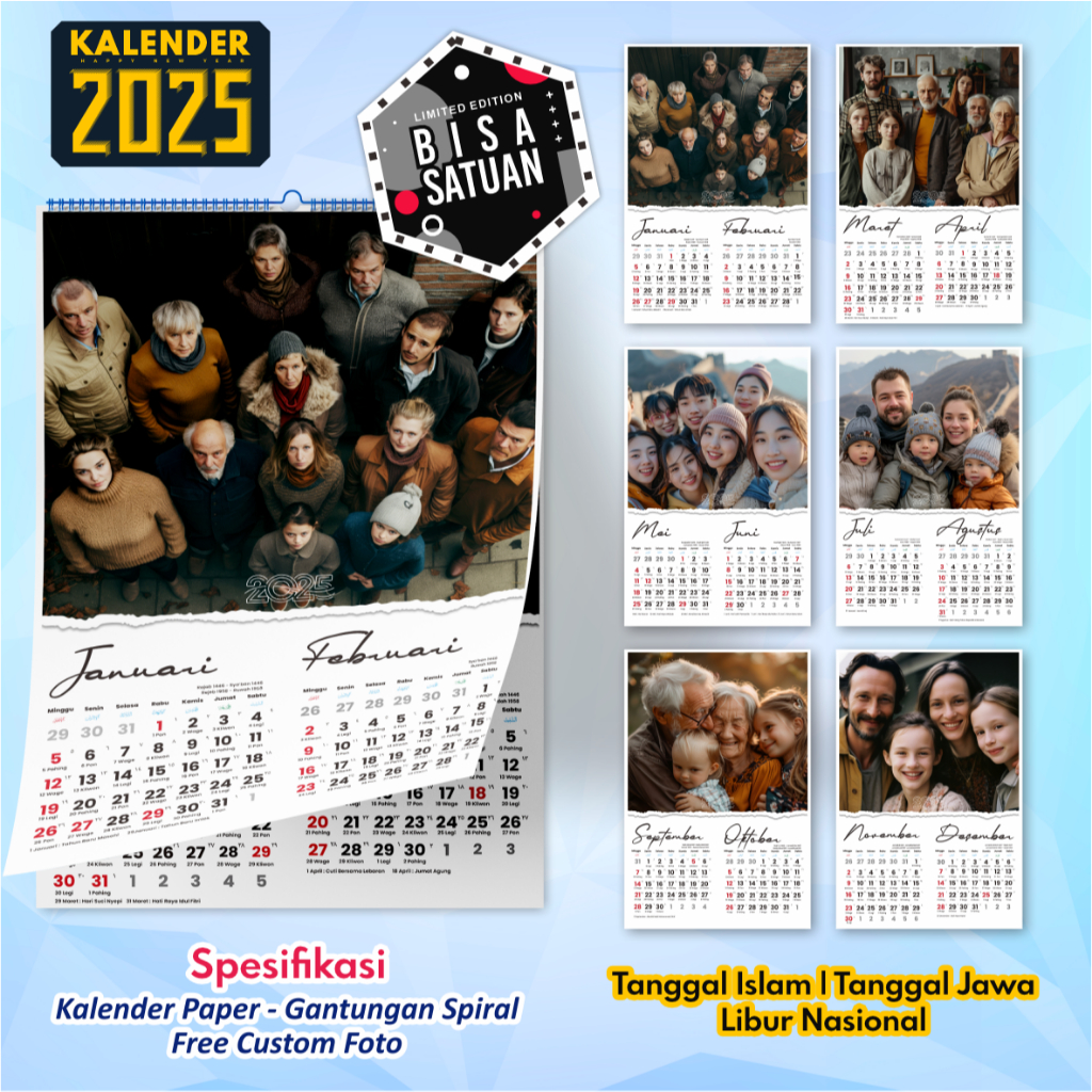 

syam kalender dinding 2025 isi 6 lembar custom foto
