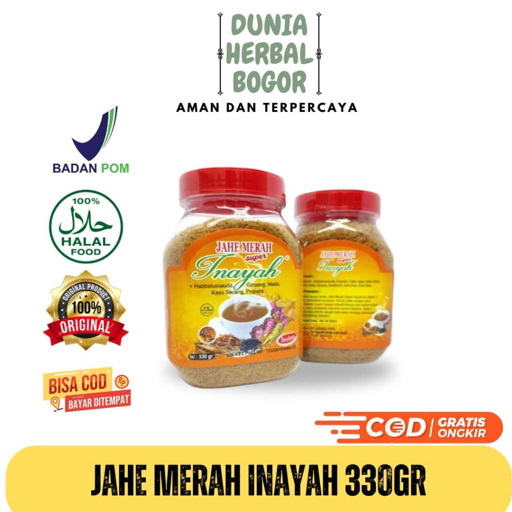 

Jahe Merah Inayah 330gr Plus Habbatussauda Ginseng Madu dan Propolis