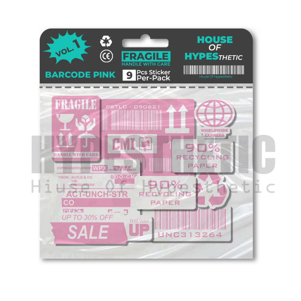 

Sticker Hypebeast and Aesthetic Hypesthetic Waterprooft untuk Case Hp, Laptop, dsb || BARCODE FRA.GILE LABLE BARCODE PINK