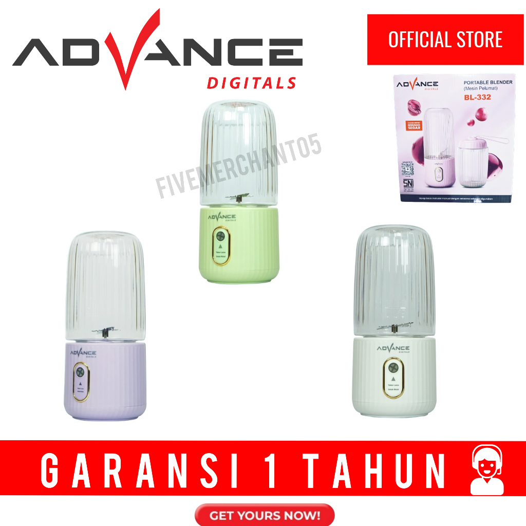 Blender Portable Advance BL 332 Battery Charge Pelumat Juicer Buah 1300mAh Murah Garansi SNI