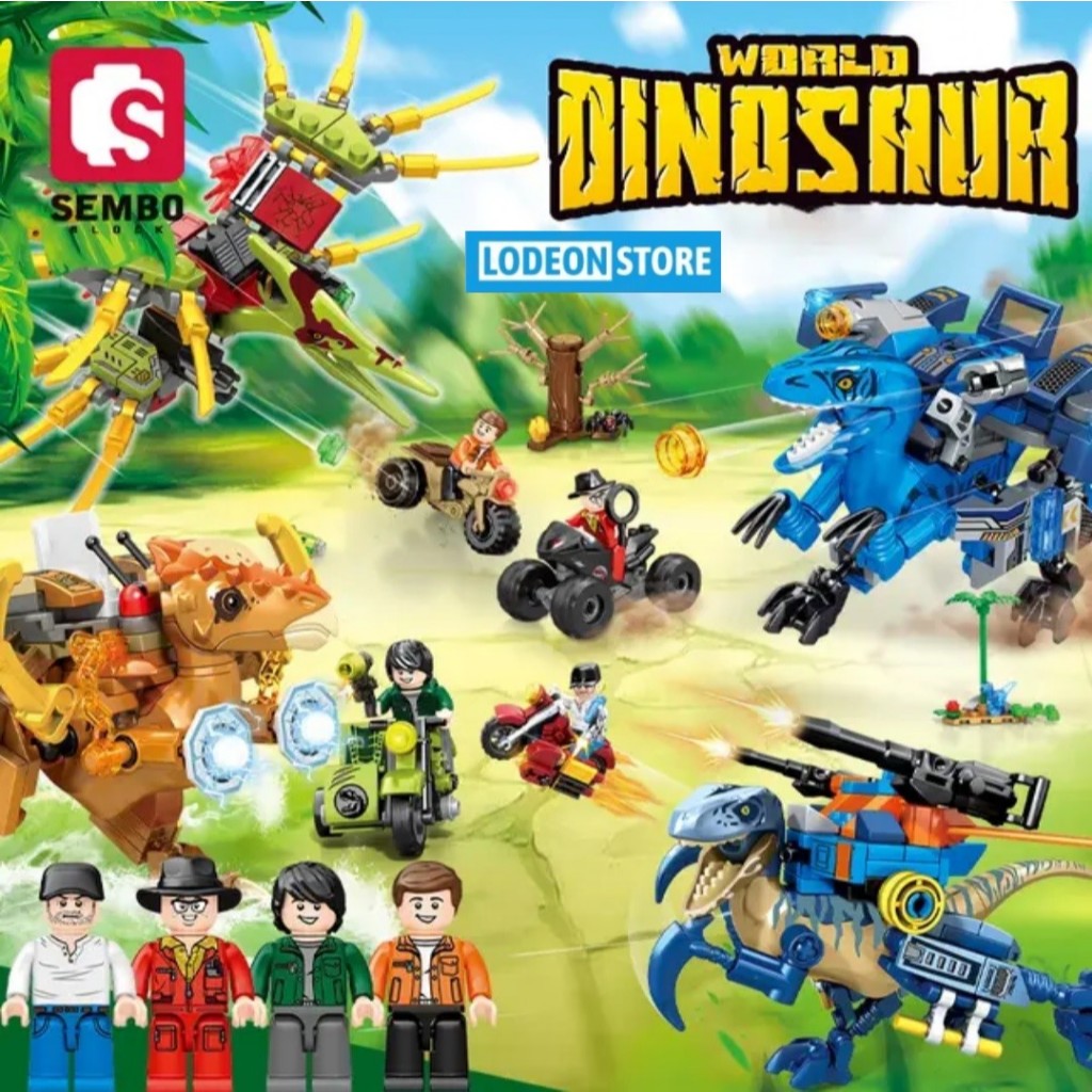 Sembo Block World Dinosaur - Minifigure Karakter dan Dinosaurus 205017 - 205020 - Mainan Anak - Main