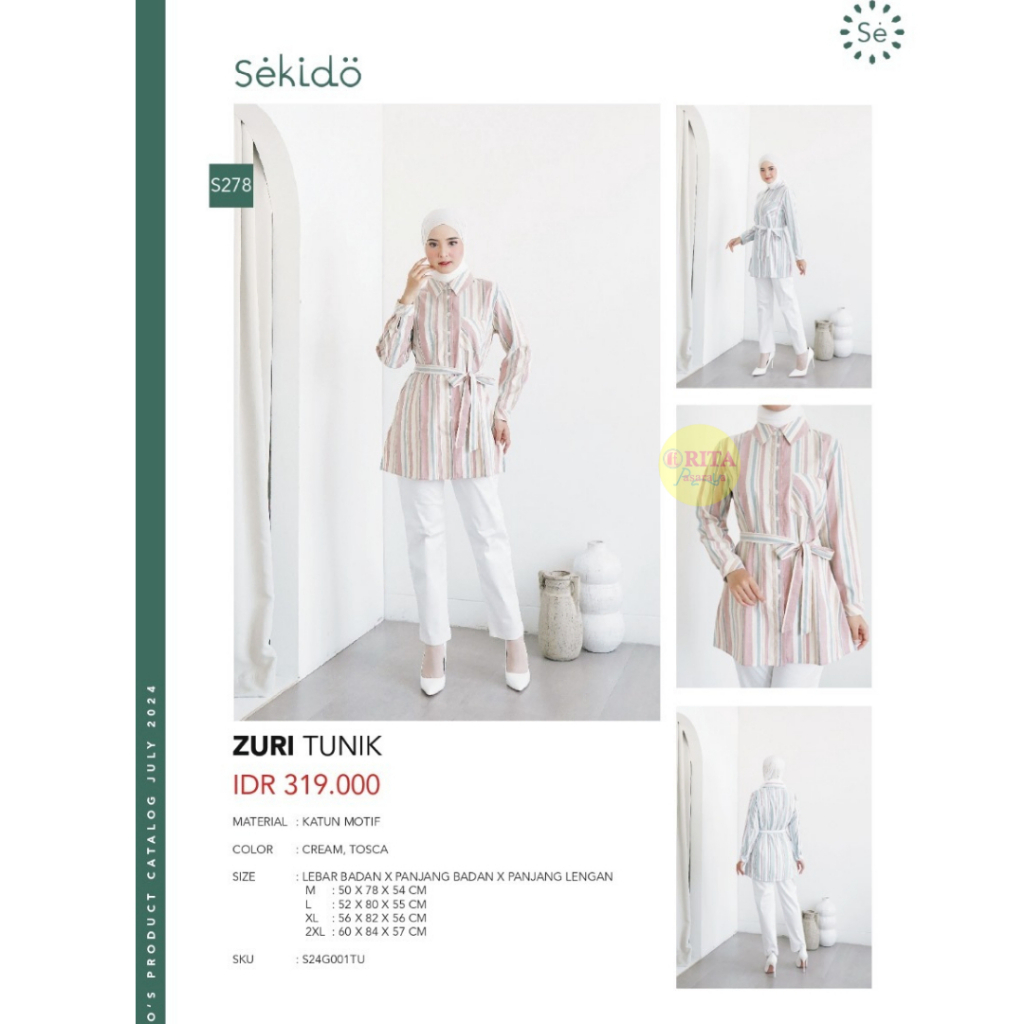 SEKIDO Zuri Tunik Atasan Wanita Lengan panjang Motif Salur Terbaru Murah