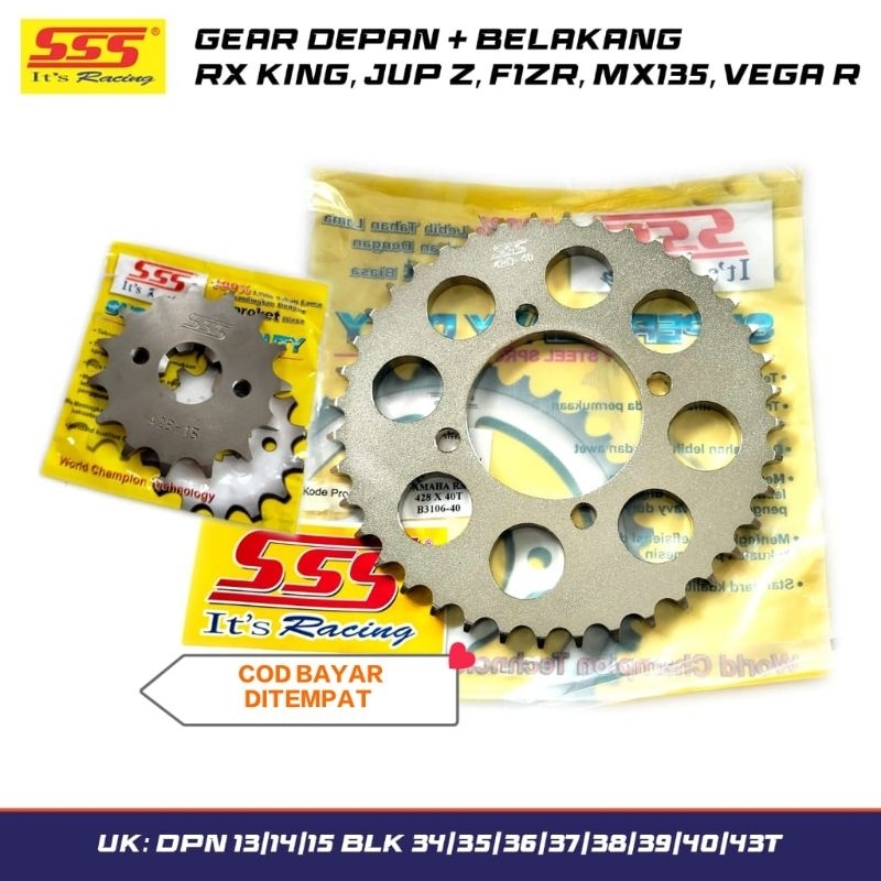 Gear Gir set Depan Belakang SSS Yamaha  rxking rxs RX k rx z fizr alfa crypto Jupiter 428 asli Origi