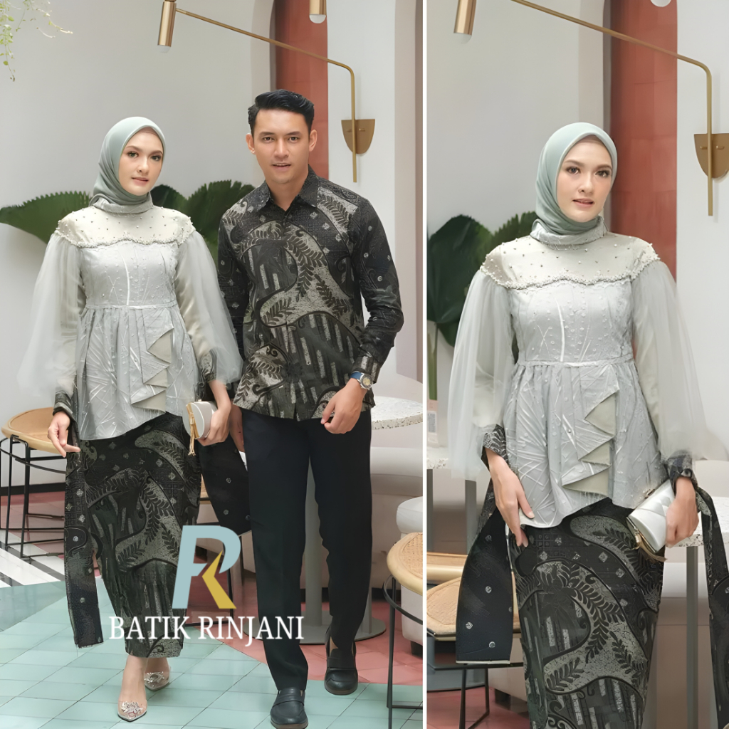 (ADA JUMBO) Couple Kebaya Modern Kebaya Wisuda Lamaran Baju Tunangan Batik Kebaya Vanila Brukat Coup