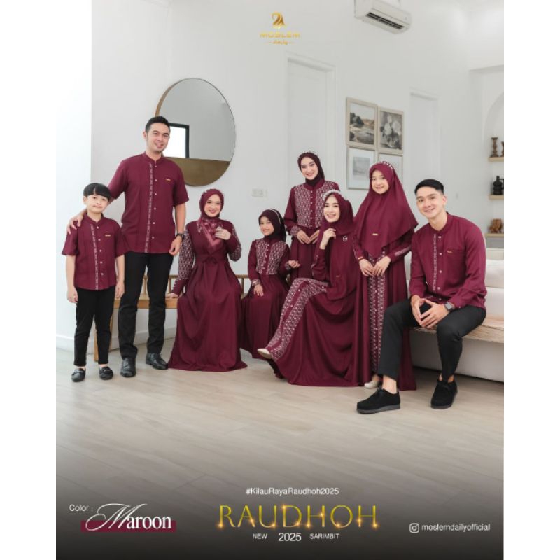 SARIMBIT RAUDHOH BY MOSLEM DAILY 2025 /SAKINAH/MAWADAH FAMSET KOKO ANAK GAMIS ANAK COUPLE KELUARGA