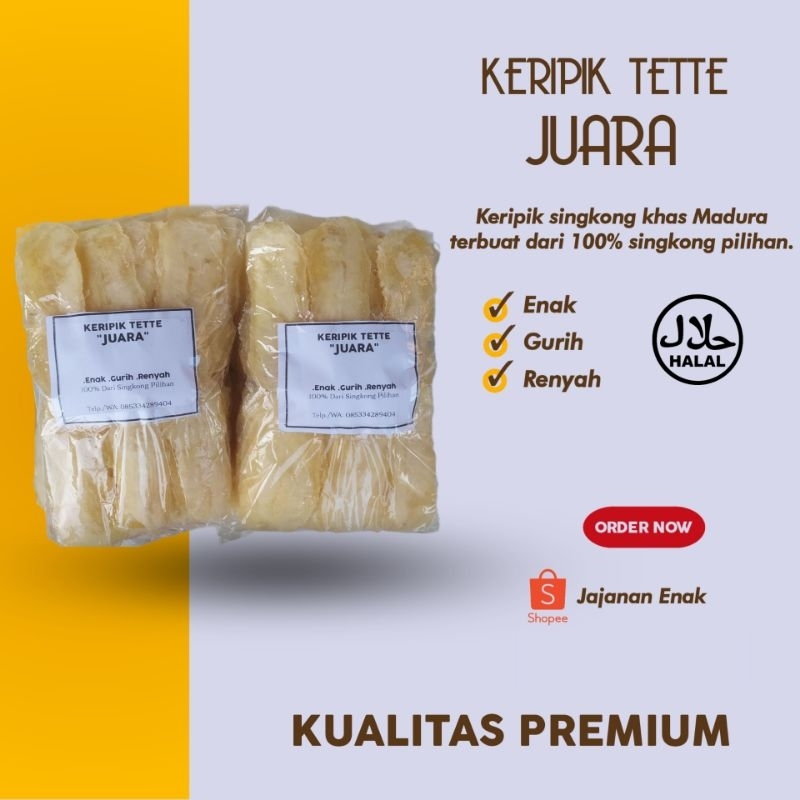 

(KUALITAS PREMIUM) KERIPIK SINGKONG KHAS MADURA | 1 BUNGKUS ISI 90 KEPING | KERIPIK TETTE mkn