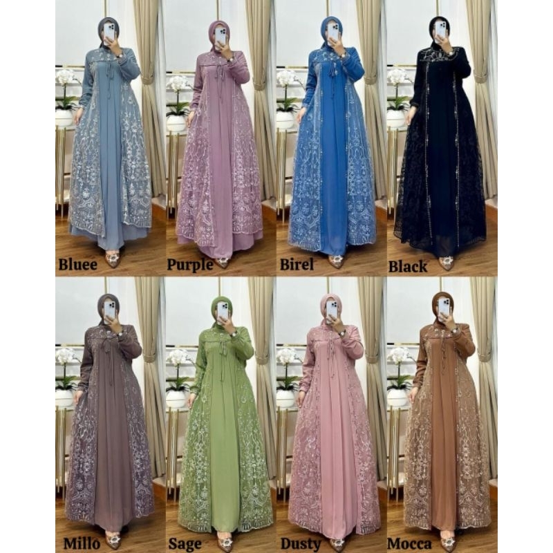 NADIRA DRESS Gamis Wanita Terbaru Gamis Hijab Elegan Gamis Premium Bahan Ceruty Babydol | Afwaja Fas