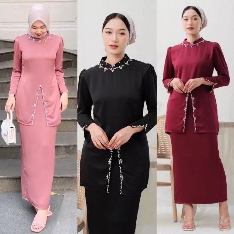 (ADA JUMBO) Oneset Elliza Kurung Melayu Maxy Dress Setelan Wanita Baju Kondangan Kekinian Full Payet