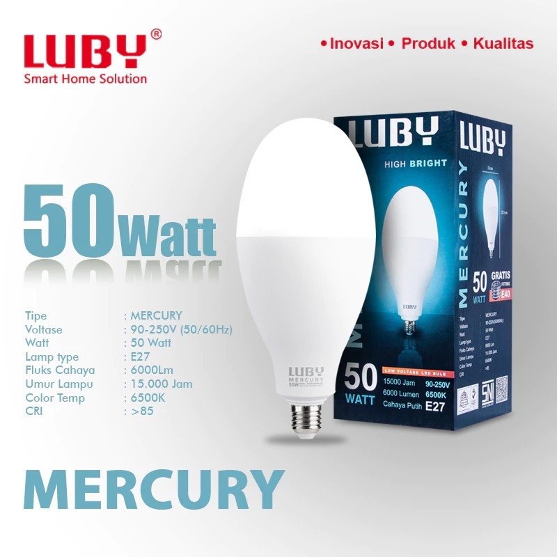 LAMPU BOHLAM LED MERCURY 50W - LUBY MERCURY