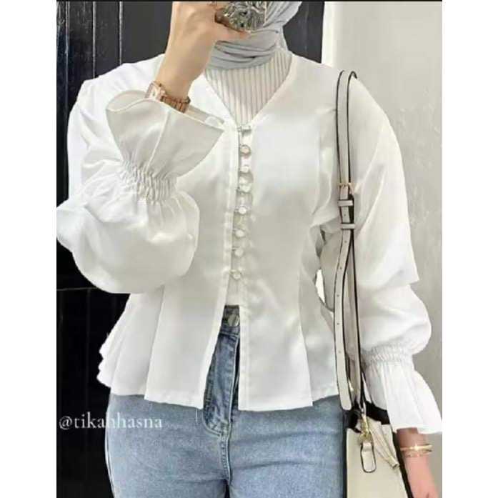 MYSHA CL  Blouse Elegan Korea  BORA TOP BLOUSE WANITA KOREA KATUN TWISTCONE Atasan Kantor Wanita Kas
